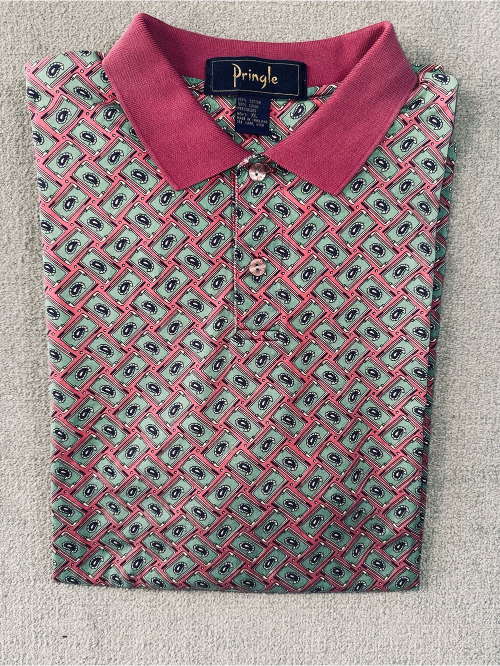 Pringle Pink & Mint Geometric Polo Shirt